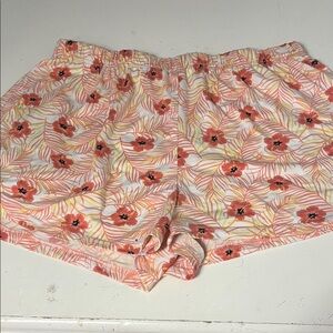 Tommy Bahama Large Pink Floral Hawaiian Print Elastic Waist Pajama Shorts